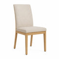 Silla de comedor lino beige con base de madera 45x55x90 cm
