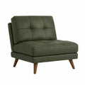 Sillón de Cuero Sintético Verde Oliva con Patas de Madera