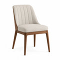 Silla de comedor de madera y tela beige