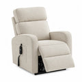 Sillón reclinable de tela beige con mando a distancia