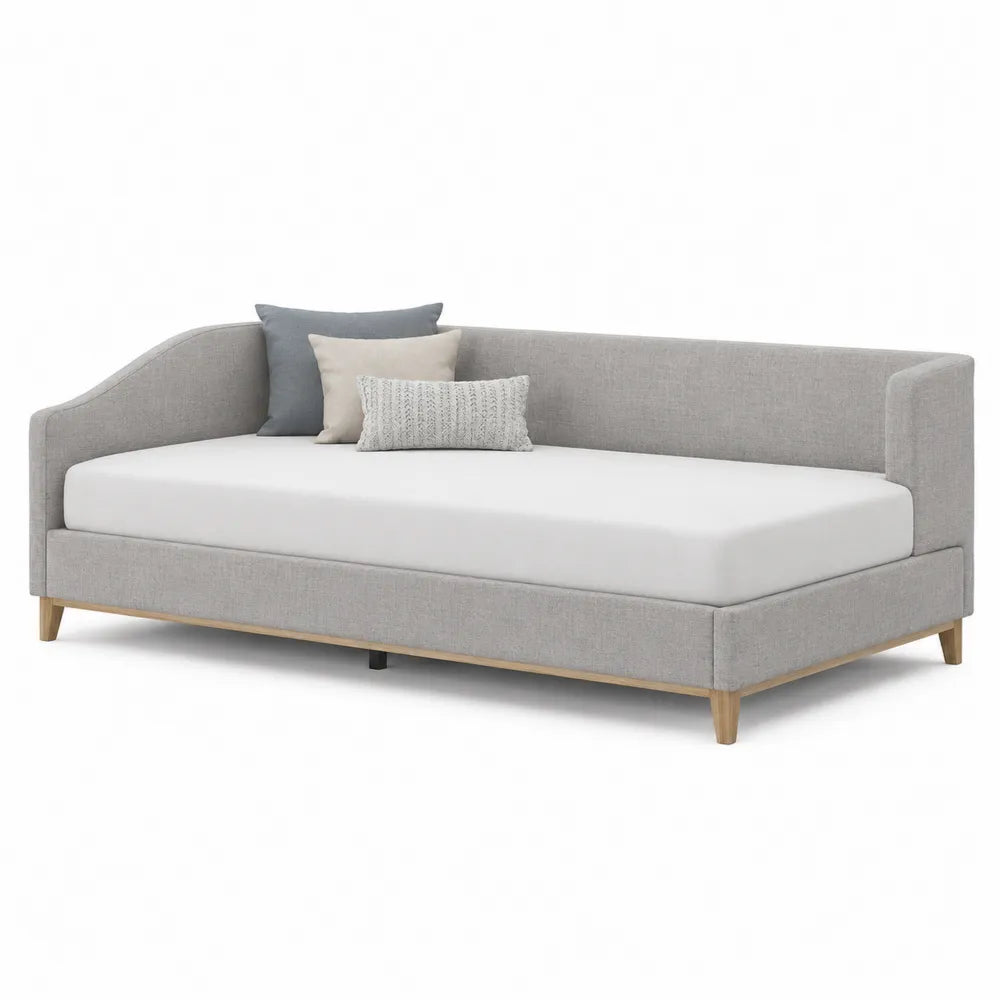 Cama nido de tela gris claro con colchón de espuma 200x100 cm