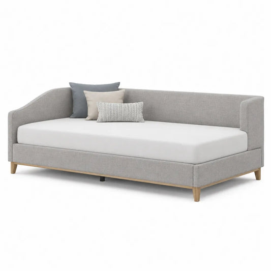 Cama nido de tela gris claro con colchón de espuma 200x100 cm
