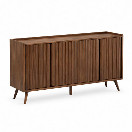 Aparador de madera de nogal marrón 150 cm