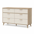 Cómoda de Madera con 6 Cajones Beis y Roble