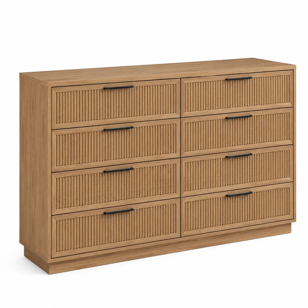 Cómoda de Madera con 8 Cajones y Tiradores Metálicos