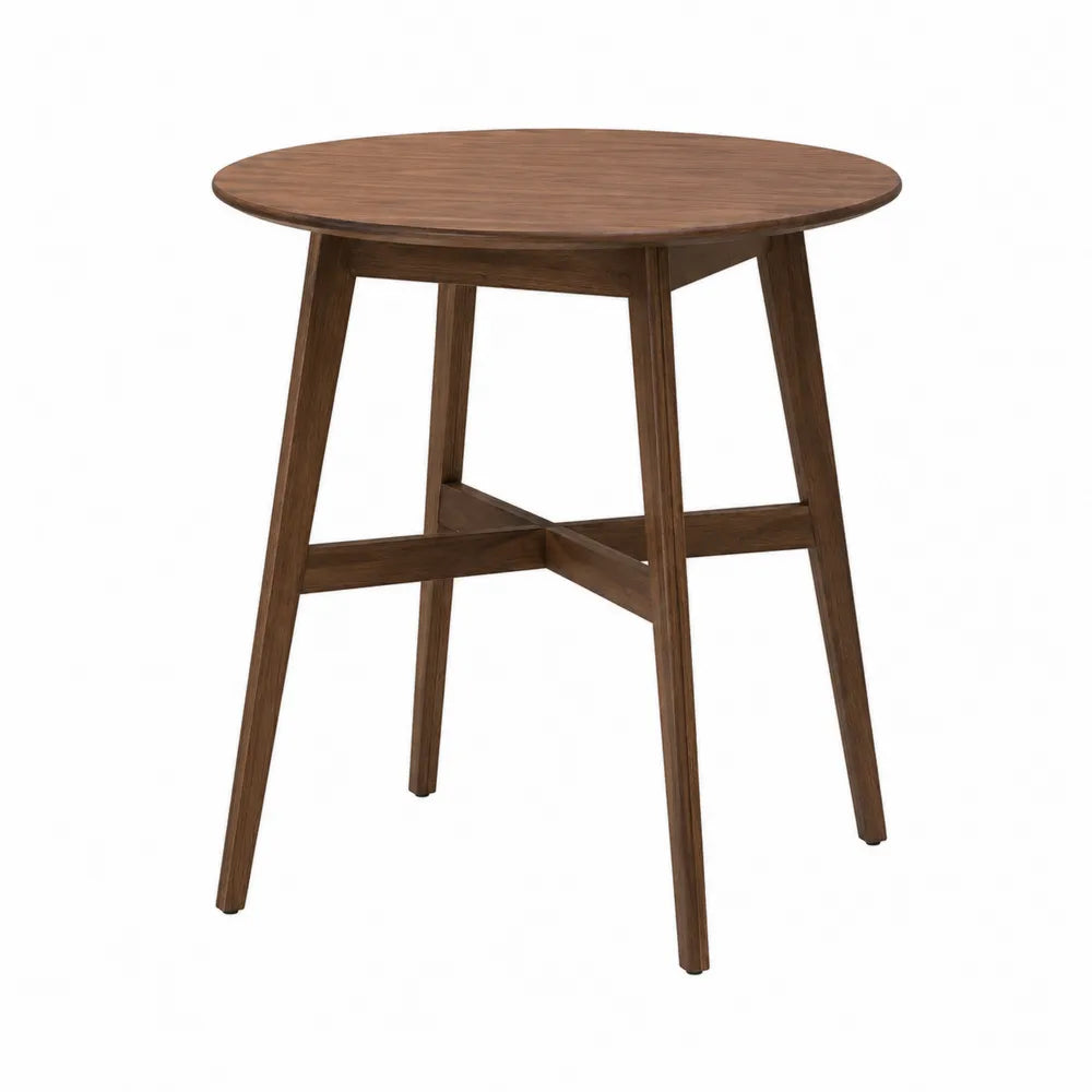 Mesa redonda de madera maciza marrón