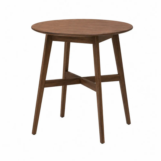 Mesa redonda de madera maciza marrón