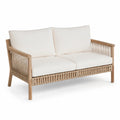Sofá de Exterior de Madera de Teca y Cuerda con Cojines Beige
