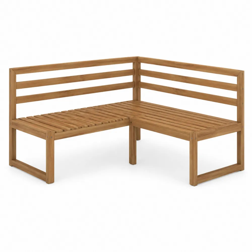Banco de esquina de madera de acacia para exterior