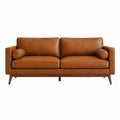 Sofá de 3 plazas de cuero sintético marrón claro 200x90x80 cm