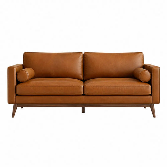 Sofá de 3 plazas de cuero sintético marrón claro 200x90x80 cm