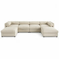 Sofá esquinero modular poliéster beige 320 cm