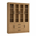 Vitrina de Madera Maciza con Puertas de Vidrio y Cajones