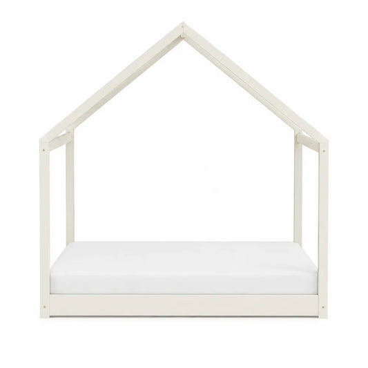 Cama infantil en forma de casa de acero blanco 90x200 cm