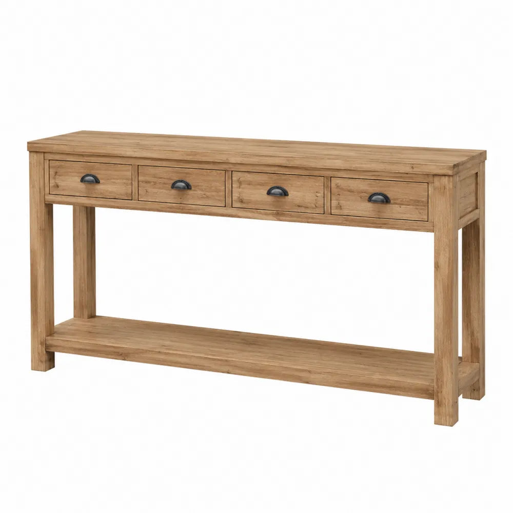 Consola de roble con 4 cajones 120x35x80cm