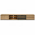 Mueble de TV de madera contrachapada con puertas de cristal templado 240 cm